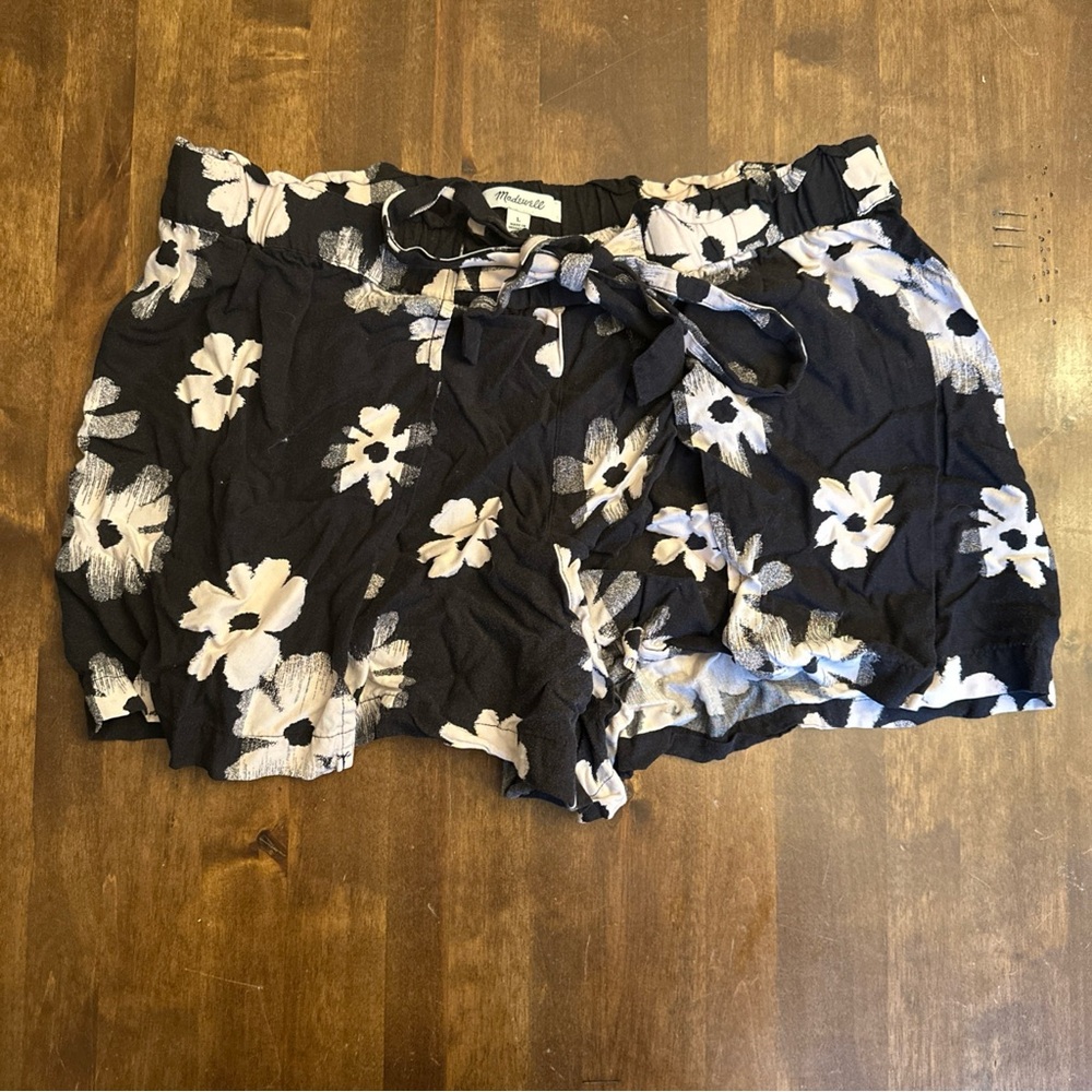 Madewell‎ Floral Drawstring Elastic Drapey Paperbag Shorts L Resortwear Vacation